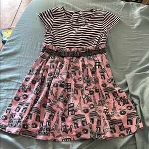Striped and Pink Patterned Kids Dress